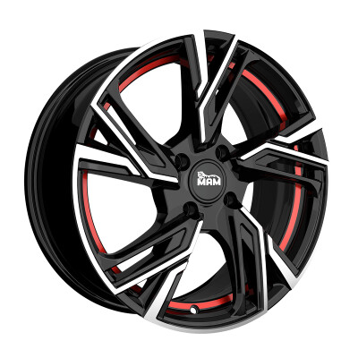 MAM RS5 6,5×16″ · 4×108 · ET20 · CB65,1 BLACK FRONT POLISH RED INSIDE