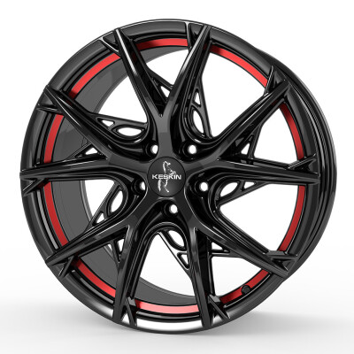 Keskin KT24 8,5×19″ · 5×108 · ET40 · CB72,6 BLACK PAINTED RED INSIDE