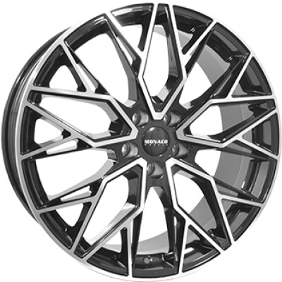 Monaco Wheels GP15-FF 8×19″ · 5×130 · ET39 · CB66,4 Gloss Black / Polished
