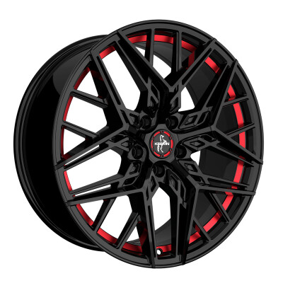 Keskin KT25 8,5×20″ · 5×112 · ET30 · CB66,6 BLACK PAINTED RED INSIDE