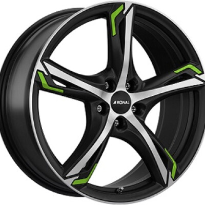Ronal R62 GREEN 8×19″ · 5×114,3 · ET40 · CB82 Dull Black / Polished